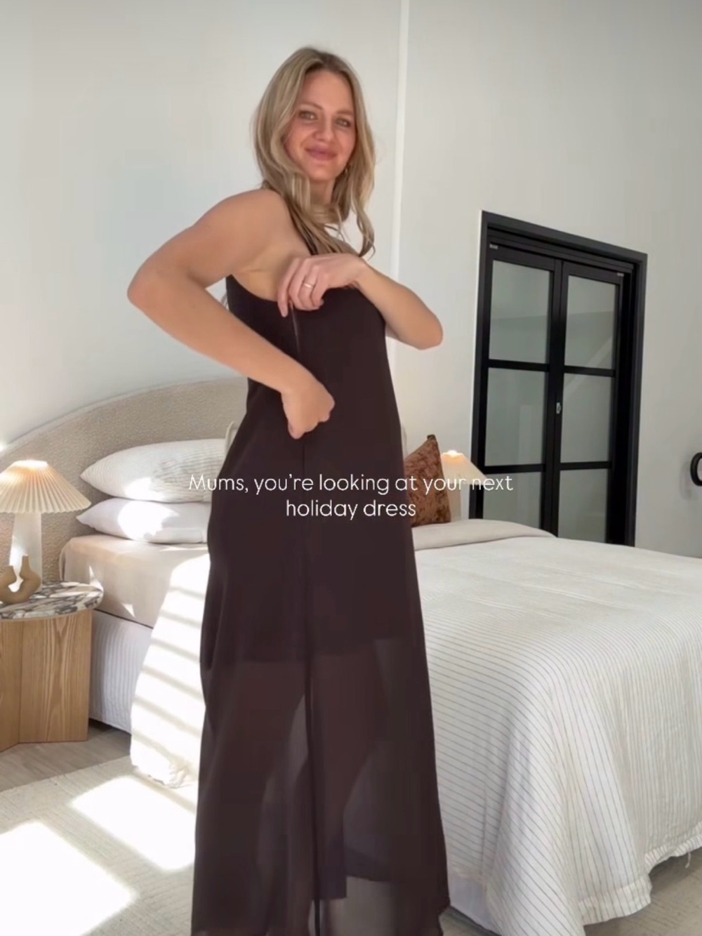 Sleeveless Apero Kyro Chiffon Midi Dress in Espresso (nursing/maternity) - Picture 2 of 6
